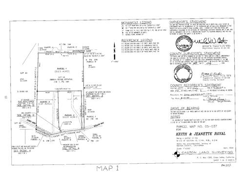 Click to see Parcel Map Book 20, pg. 1 (2006) of Nevada County Recorders Parcel Maps Book 20