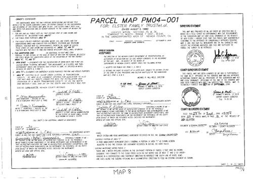Click to see Parcel Map Book 20, pg. 8 (2006) of Nevada County Recorders Parcel Maps Book 20