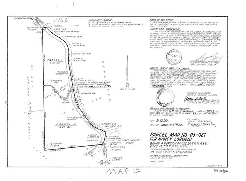 Click to see Parcel Map Book 20, pg. 12 (2006) of Nevada County Recorders Parcel Maps Book 20