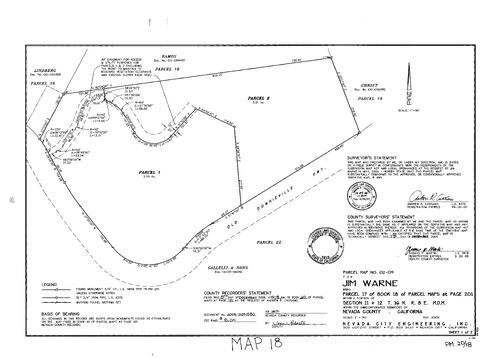 Click to see Parcel Map Book 20, pg. 18 (2006) of Nevada County Recorders Parcel Maps Book 20