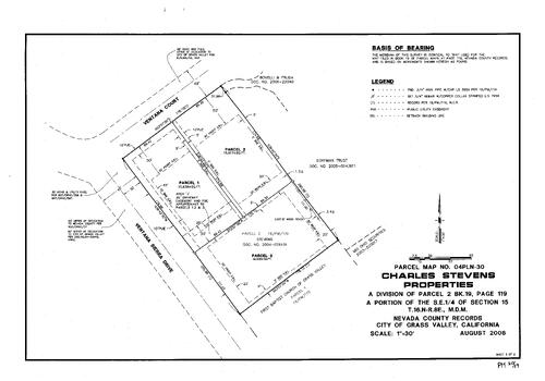 Click to see Parcel Map Book 20, pg. 19 (2006) of Nevada County Recorders Parcel Maps Book 20