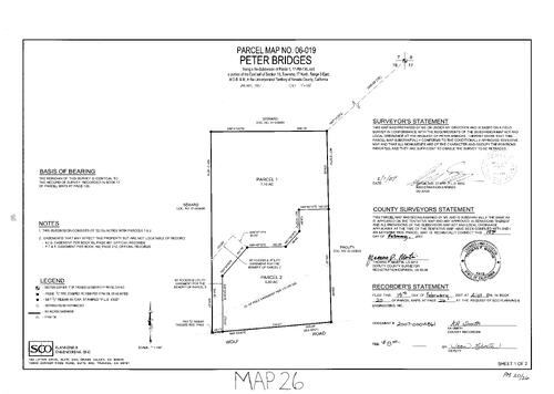 Click to see Parcel Map Book 20, pg. 26 (2007) of Nevada County Recorders Parcel Maps Book 20