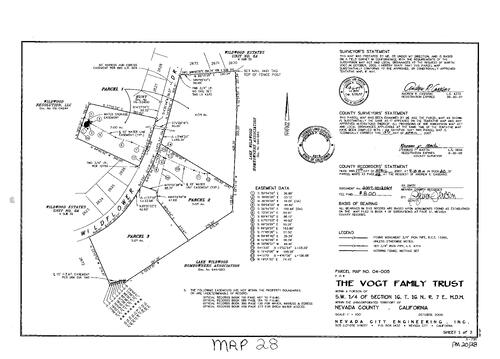 Click to see Parcel Map Book 20, pg. 28 (2007) of Nevada County Recorders Parcel Maps Book 20