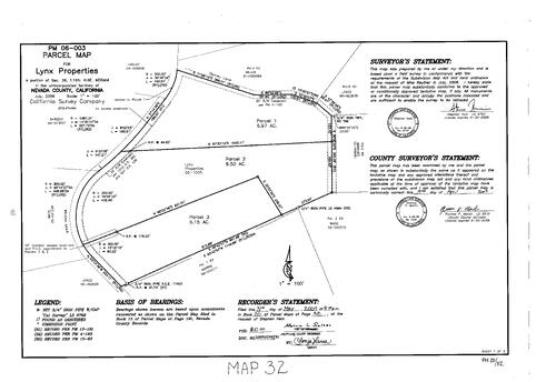 Click to see Parcel Map Book 20, pg. 32 (2007) of Nevada County Recorders Parcel Maps Book 20