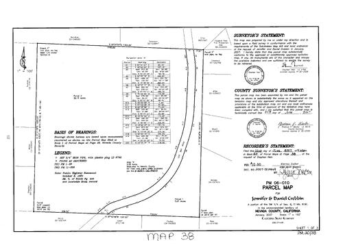 Click to see Parcel Map Book 20, pg. 38 (2006) of Nevada County Recorders Parcel Maps Book 20