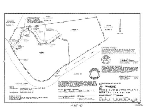 Click to see Parcel Map Book 20, pg. 42 (2007) of Nevada County Recorders Parcel Maps Book 20