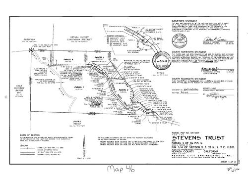 Click to see Parcel Map Book 20, pg. 46 (2007) of Nevada County Recorders Parcel Maps Book 20