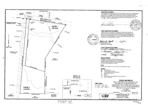 Click to see Parcel Map Book 20, pg. 52 (2007) of Nevada County Recorders Parcel Maps Book 20