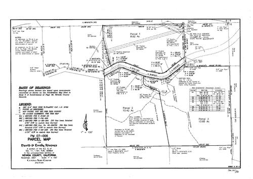 Click to see Parcel Map Book 20, pg. 56 (2007) of Nevada County Recorders Parcel Maps Book 20
