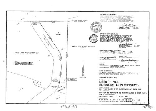 Click to see Parcel Map Book 20, pg. 57 (2008) of Nevada County Recorders Parcel Maps Book 20