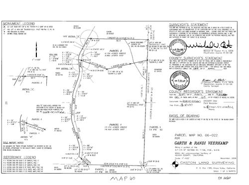 Click to see Parcel Map Book 20, pg. 60 (2008) of Nevada County Recorders Parcel Maps Book 20