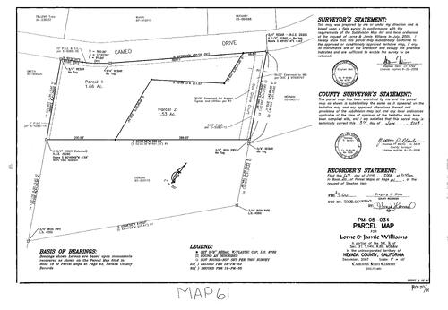 Click to see Parcel Map Book 20, pg. 61 (2008) of Nevada County Recorders Parcel Maps Book 20