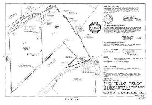 Click to see Parcel Map Book 20, pg. 72 (2008) of Nevada County Recorders Parcel Maps Book 20