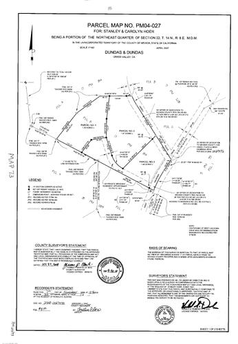 Click to see Parcel Map Book 20, pg. 73 (2008) of Nevada County Recorders Parcel Maps Book 20