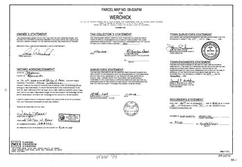 Click to see Parcel Map Book 20, pg. 74 (2008) of Nevada County Recorders Parcel Maps Book 20