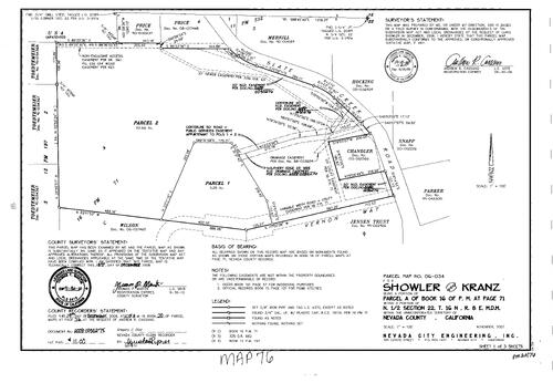 Click to see Parcel Map Book 20, pg. 76 (2008) of Nevada County Recorders Parcel Maps Book 20