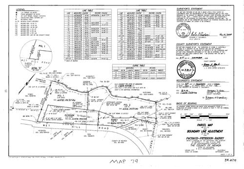 Click to see Parcel Map Book 20, pg. 79 (2008) of Nevada County Recorders Parcel Maps Book 20