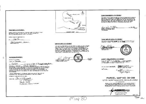 Click to see Parcel Map Book 20, pg. 80 (2009) of Nevada County Recorders Parcel Maps Book 20