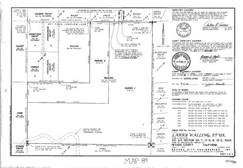 Click to see Parcel Map Book 20, pg. 89 (2009) of Nevada County Recorders Parcel Maps Book 20