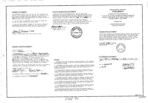 Click to see Parcel Map Book 20, pg. 94 (2009) of Nevada County Recorders Parcel Maps Book 20