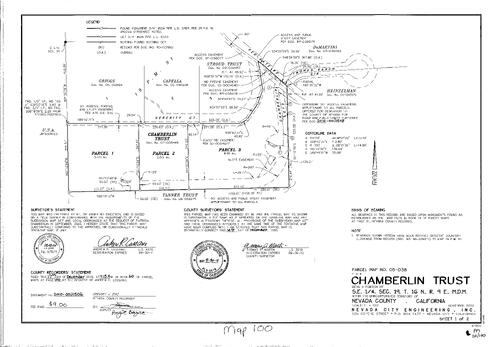 Click to see Parcel Map Book 20, pg. 100 (2010) of Nevada County Recorders Parcel Maps Book 20