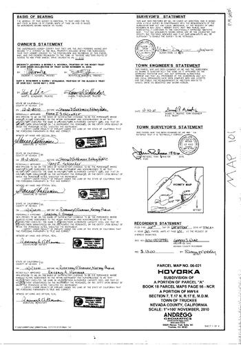 Click to see Parcel Map Book 20, pg. 101 (2010) of Nevada County Recorders Parcel Maps Book 20