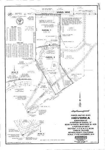 Click to see Parcel Map Book 20, pg. 101 (2010) of Nevada County Recorders Parcel Maps Book 20