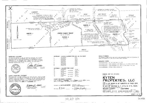 Click to see Parcel Map Book 20, pg. 102 (2010) of Nevada County Recorders Parcel Maps Book 20