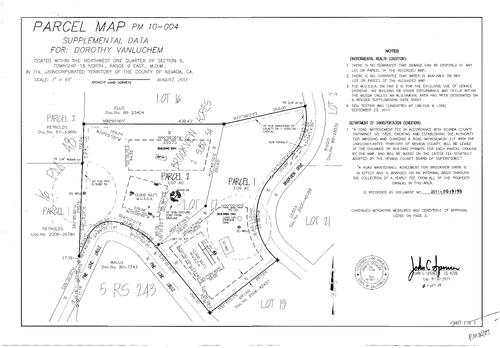 Click to see Parcel Map Book 21, pg. 7 (2011) of Nevada County Recorders Parcel Maps Book 21