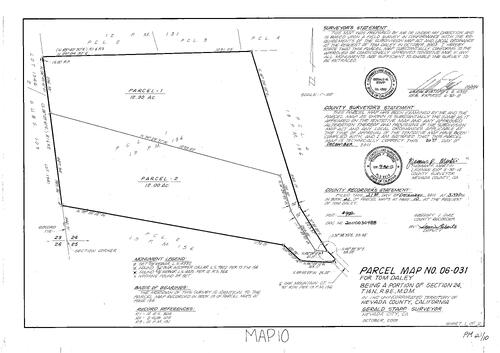 Click to see Parcel Map Book 21, pg. 10 (2011) of Nevada County Recorders Parcel Maps Book 21