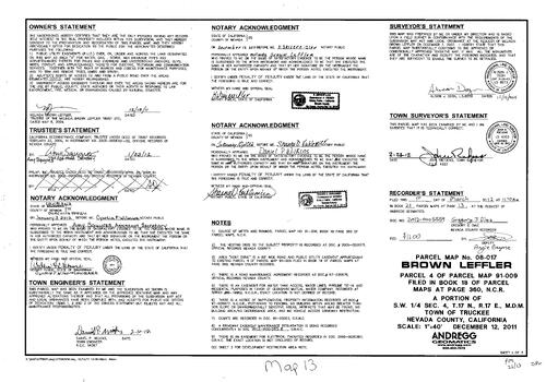 Click to see Parcel Map Book 21, pg. 13 (2012) of Nevada County Recorders Parcel Maps Book 21