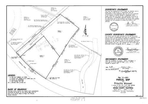 Click to see Parcel Map Book 21, pg. 17 (2013) of Nevada County Recorders Parcel Maps Book 21