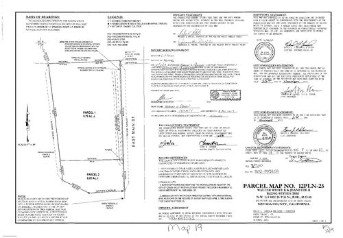 Click to see Parcel Map Book 21, pg. 19 (2013) of Nevada County Recorders Parcel Maps Book 21