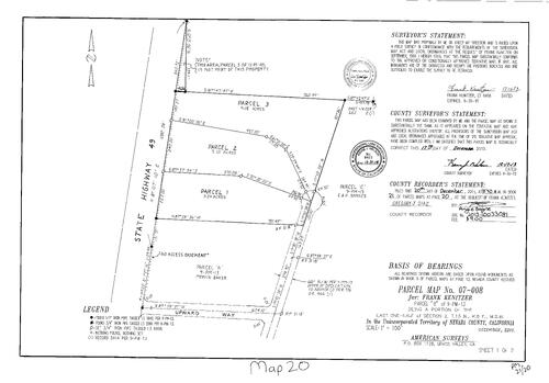 Click to see Parcel Map Book 21, pg. 20 (2013) of Nevada County Recorders Parcel Maps Book 21