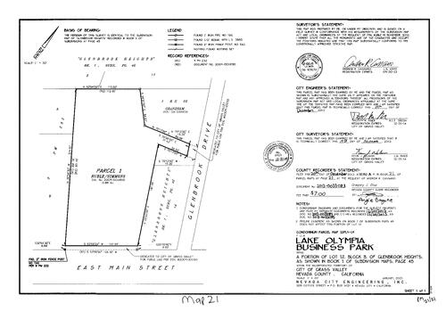 Click to see Parcel Map Book 21, pg. 21 (2013) of Nevada County Recorders Parcel Maps Book 21