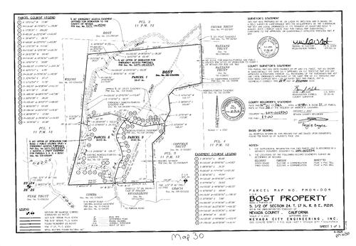 Click to see Parcel Map Book 21, pg. 30 (2014) of Nevada County Recorders Parcel Maps Book 21