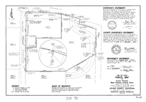 Click to see Parcel Map Book 21, pg. 35 (2015) of Nevada County Recorders Parcel Maps Book 21