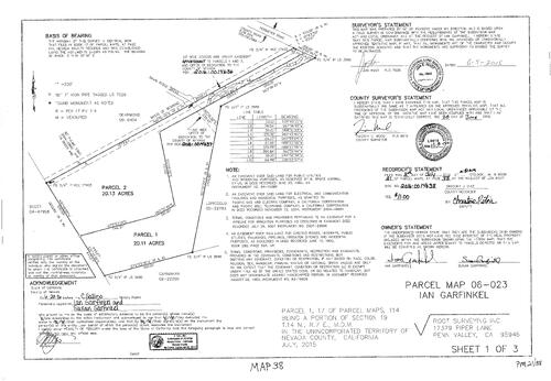 Click to see Parcel Map Book 21, pg. 38 (2016) of Nevada County Recorders Parcel Maps Book 21