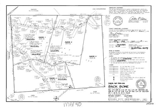 Click to see Parcel Map Book 21, pg. 40 (2016) of Nevada County Recorders Parcel Maps Book 21