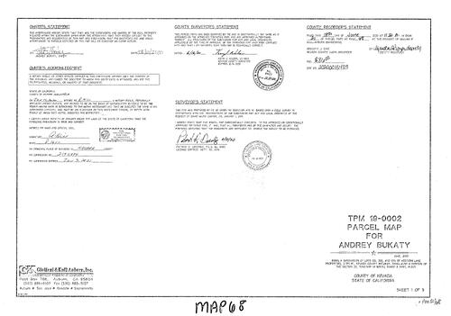 Click to see Parcel Map 21-068, 2020 of Nevada County Recorders Parcel Maps Book 21