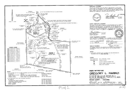 Click to see Parcel Map Book 22, pg. 001 (2021) of Nevada County Recorders Parcel Maps Book 22