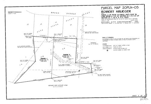 Click to see Parcel Map Book 22, pg. 002 (2021) of Nevada County Recorders Parcel Maps Book 22