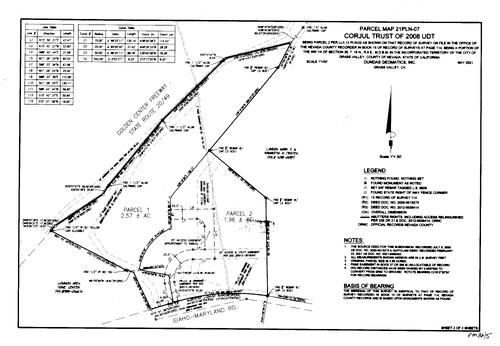 Click to see Parcel Map Book 22, pg. 005 (2021) of Nevada County Recorders Parcel Maps Book 22