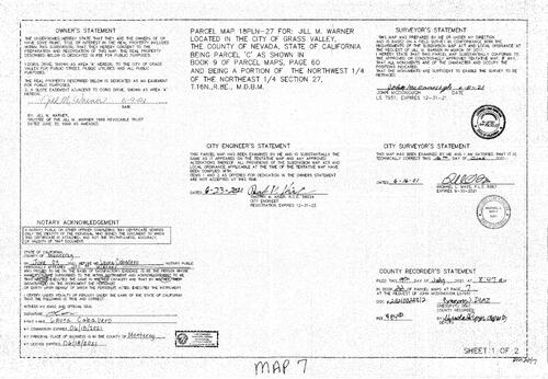 Click to see Parcel Map Book 22, pg. 007 (2021) of Nevada County Recorders Parcel Maps Book 22