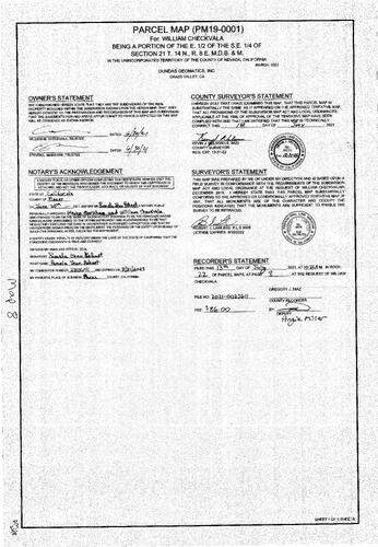 Click to see Parcel Map Book 22, pg. 008 (2021) of Nevada County Recorders Parcel Maps Book 22