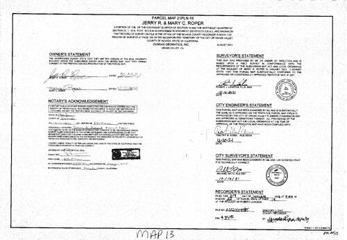 Click to see Parcel Map Book 22, page 13 (2021) of Nevada County Recorders Parcel Maps Book 22