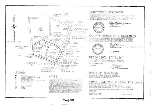 Click to see Parcel Map Book 22, pg. 22 of Nevada County Recorders Parcel Maps Book 22