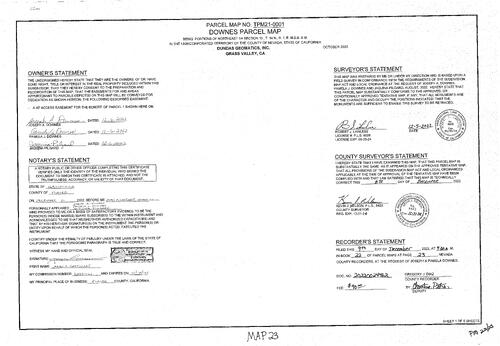 Click to see Parcel Map Book 22, pg. 23 of Nevada County Recorders Parcel Maps Book 22
