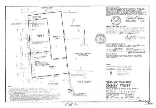 Click to see Parcel Map Book 22, pg. 26 (2023) of Nevada County Recorders Parcel Maps Book 22