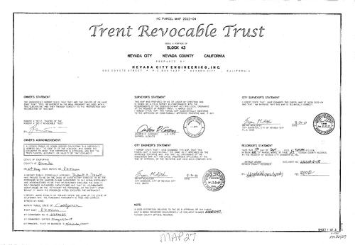 Click to see Parcel Map Book 22, pg. 27 of Nevada County Recorders Parcel Maps Book 22